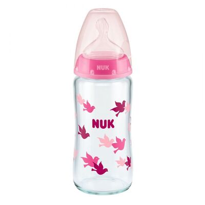 Biberon Nuk First Choice Sticla 240 ml Control Temperatura Tetina Silicon M 0-6 luni Roz ERFMAR-N4970