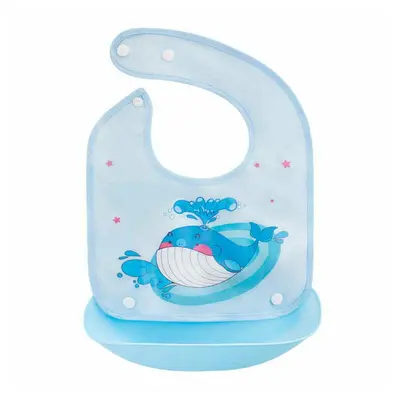 Bocioland - Baveta impermeabila cu buzunar detasabil, Dimensiune 21x21 cm, Whale BYNBOC0564