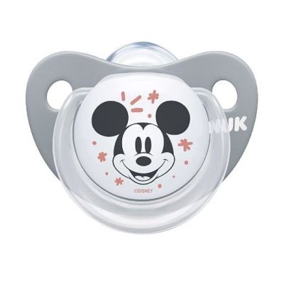Suzeta Nuk Disney Mickey Silicon 0-6 luni M1 Gri/Roz ERFMAR-N4406