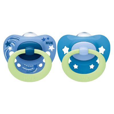 Suzeta Nuk Signature Night Silicon 6-18 luni M2 Albastru, Set 2 Bucati ERFMAR-N5274