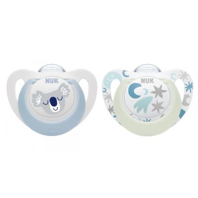 Suzeta Nuk Star Day & Night Silicon 0-6 luni M1 Bleu, Set 2 Bucati ERFMAR-N4208