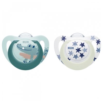 Suzeta Nuk Star Day & Night Silicon 6-18 luni M2 Vernil, Set 2 Bucati ERFMAR-N4215
