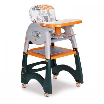 Scaun de masa 2 in 1 pentru copii ecotoys ha-033 - portocaliu edeediha-033orange