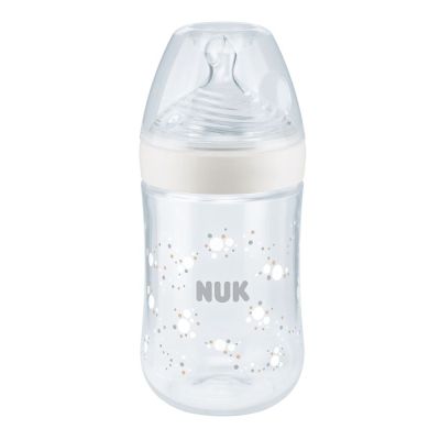 Biberon Nuk Nature Sense Sticla 120 ml Control Temperatura Tetina Silicon S 0-6 luni Alb ERFMAR-N7550