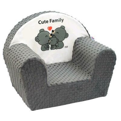Fotoliu din burete pentru copii, Din tesatura minky, Cute Family, New Baby, 9 luni - 5 ani, Cu Husa detasabila, Gray BYN41222