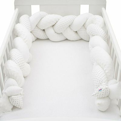 Protectie laterala pentru patut, Tip Bumper impletit, Din bumbac, Din materiale certificate Oeko Tex Standard 100, New Baby, Lungime 225 cm, Minky/Dot grey BYN41329
