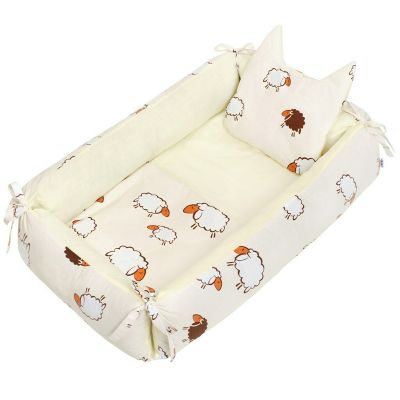 Set 3 piese, Baby Nest multifunctional, Cu paturica si pernuta cu urechi, New Baby, Sheep Beige BYN37528
