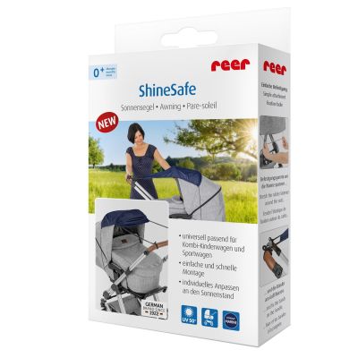 Copertina pentru protectie solara UV 50+, parasolar pentru carucior de copii, model universal, bleumarin, Reer ShineSafe Bleu 84213