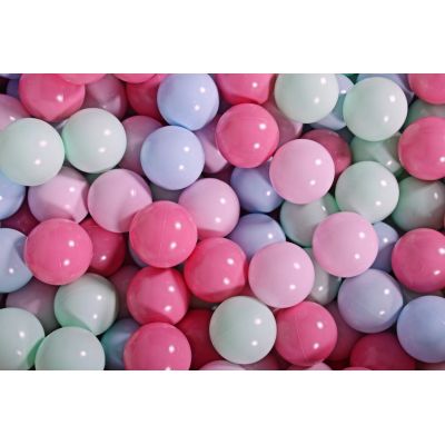 Meowbaby   Set Bile Din Plastic Pentru Centru De Joaca 7cm, 200 Buc: Roz Pastel   Roz Deschis   Mint   Baby Blue Pjbzpba002