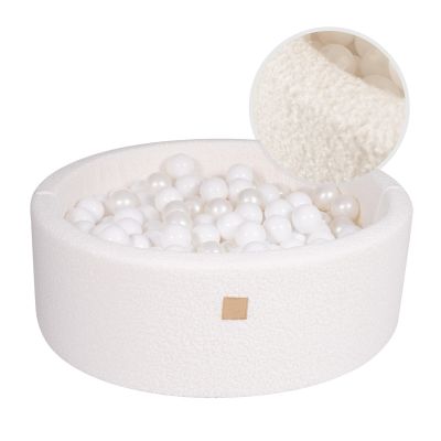 Piscina Uscata Cu 250 De Bile (alb) Meowbaby  , Tesatura Bucle, 90x30 Cm, Teddy Alb Pjbbou03003