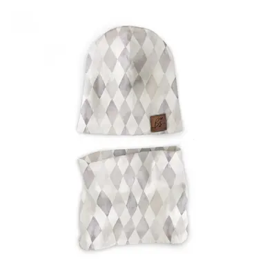 Set Caciula Si Fular Tip Guler, Diamonds Gray, Xs - Circumferinta Capului 36-42 Cm By Babysteps Pjb603842