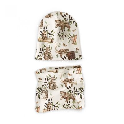 Set Caciula Si Fular Tip Guler, Happy Bear, Xs - Circumferinta Capului 36-42 Cm By Babysteps Pjb603699