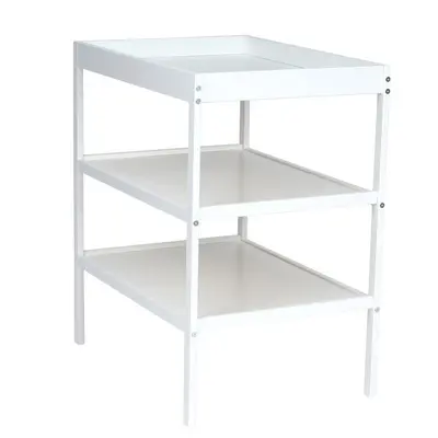 Qmini - Masuta de schimbat, Cu 2 polite pentru depozitare, Potrivita pentru saltelute de infasat de 70x50 cm, Inaltime 86 cm, Alb BYNQM-CHANGING_TABLE_WHITE