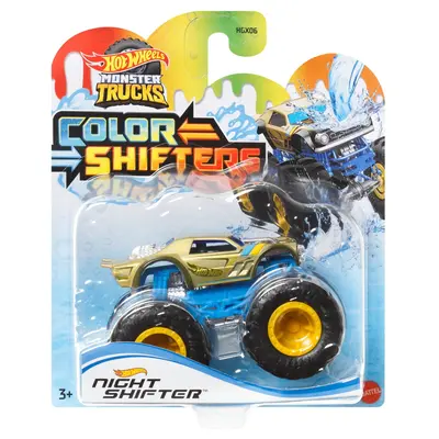HOT WHEELS MONSTER TRUCK CAMION NIGHT SHIFTER CU CULORI SCHIMBATOARE SCARA 1:64 VIVMTHGX06_HNW06