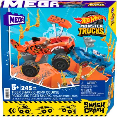 HOT WHEELS MONSTER TRUCK MEGA SET CONSTRUCTIE CURSA TIGER SHARK CHOMP VIVMTHKF88