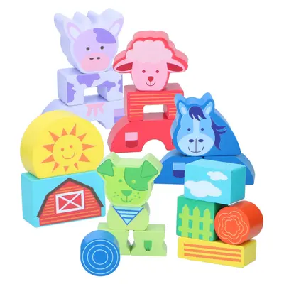 Set constructie din lemn Marionette animale domestice 20 piese ERFED66107