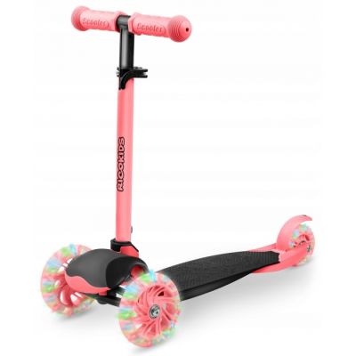 Trotineta cu roti cu led ricokids loco 765108 - roz cu negru edeedi765108
