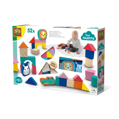 Cuburi din lemn colorate cu animale (50 piese) TSG13143