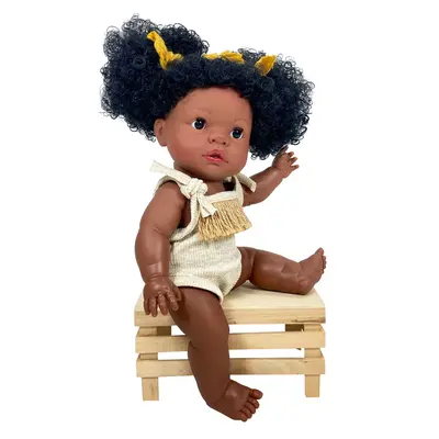 Papusa Artizanala cu miros de vanilie - Joy Afro (37 cm) TSG1042