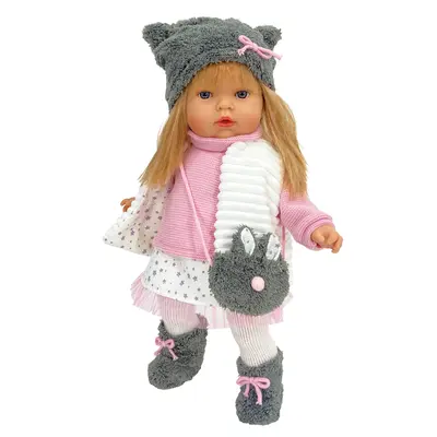 Papusa Artizanala cu miros de vanilie - Tita blonda cu haine de iarna (45 cm) TSG5922