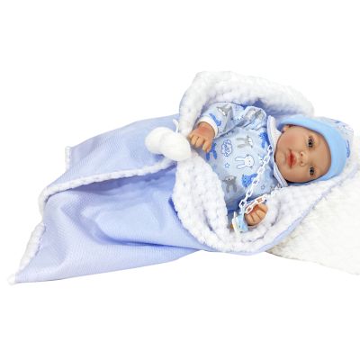 Papusa Artizanala cu miros de vanilie care vorbeste - Nana albastru nou-nascut (45 cm) TSG7111