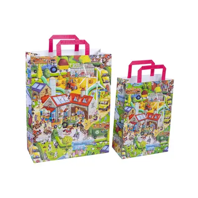 Sacosa cadou din hartie - Ferma fericita (L - 32 x 14 x 42cm, 90g) TSG4207