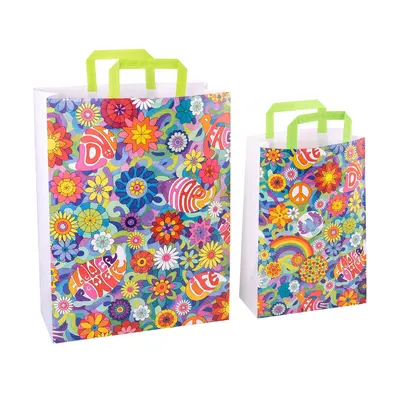 Sacosa cadou din hartie - Flower Power (L - 32 x 14 x 42cm, 90g) TSG4007