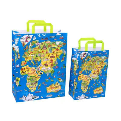 Sacosa cadou din hartie - Harta Lumii (L - 32 x 14 x 42cm, 90g) TSG4107