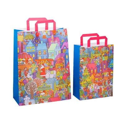 Sacosa cadou din hartie - Targul de Craciun (XL - 45 x 17 x 48cm, 100g) TSG3609