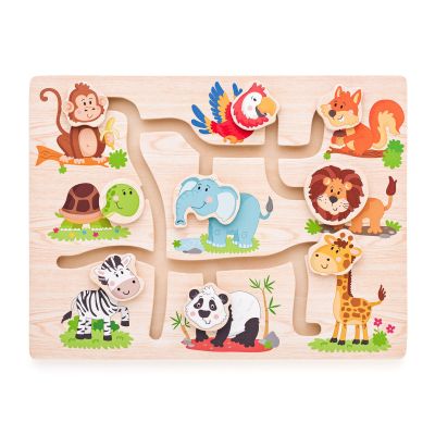 Jucarie din lemn - Labirint cu portrete de animale in miscare TSG90313