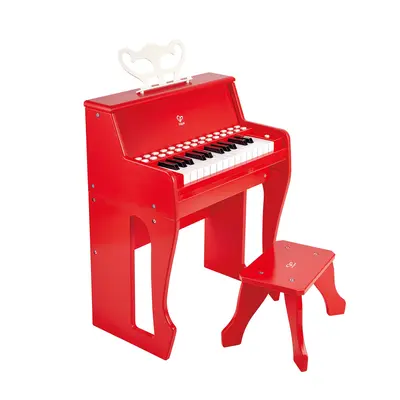 Jucarie din lemn - Pian rosu cu scaun - invat sa cant cu lumini TSGE0630A