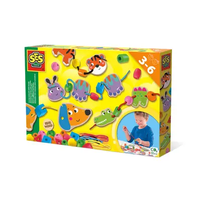 Jucarie din lemn - Set de insirat animale si margele TSG14800