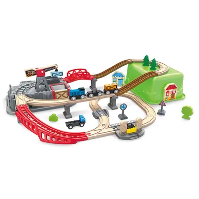 Jucarie din lemn - Set tren constructii (50 piese) TSGE3764B