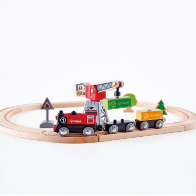 Jucarie din lemn - Set tren livrare marfa (19 piese) TSGE3731A