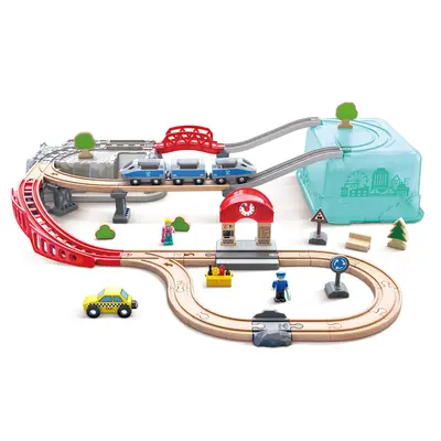 Jucarie din lemn - Set tren oras (48 piese) TSGE3771A