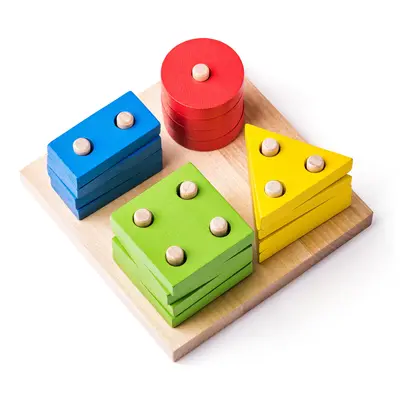 Jucarie din lemn - Tabla de sortat si stivuit forme TSG90264