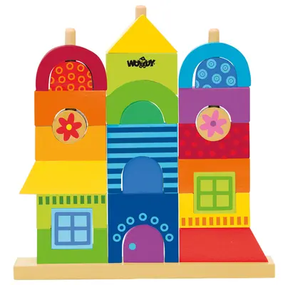 Jucarie din lemn de stivuit - Casa curcubeu TSG90235