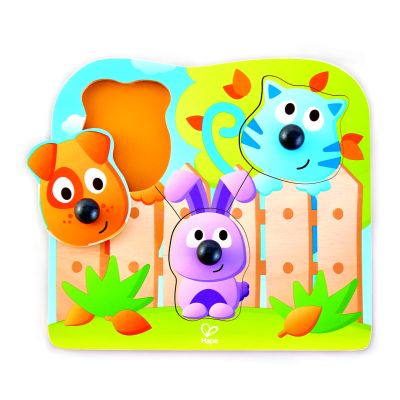 Puzzle din lemn cu butoni - Animale de companie cu nas mare TSGE1309A