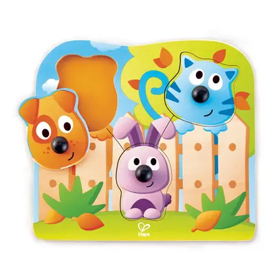 Puzzle din lemn cu butoni - Animale de companie cu nas mare TSGE1309A