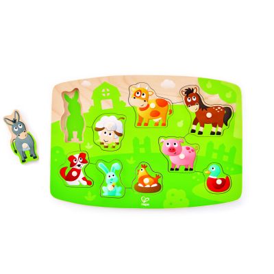 Puzzle din lemn cu butoni - Animale de la ferma TSGE1408A
