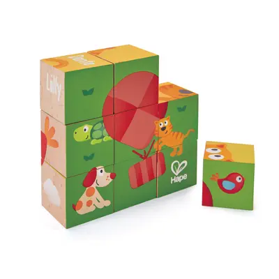 Puzzle din lemn cuburi - Animale 3 x 3 TSGE0452A