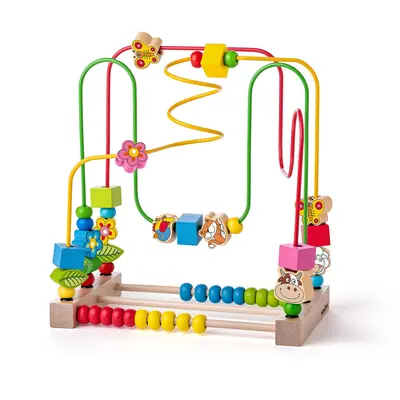 Jucarie din lemn - Centru de activitati, labirint cu animale si abac TSG91932