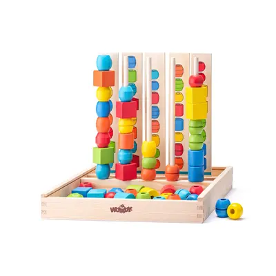 Jucarie din lemn - Joc logic de reprodus cu margele TSG90469