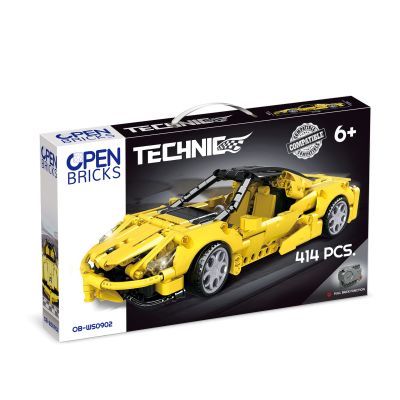 Jucarie tip lego tehnic + Set constructie - Masina sport galbena (414 piese) TSGOB-WS0902