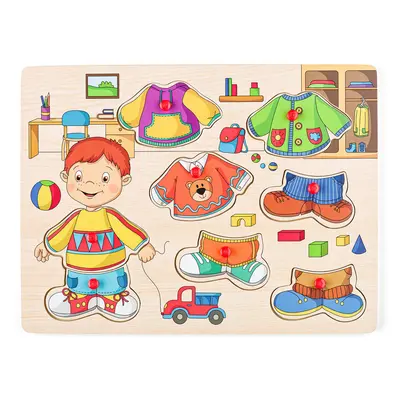 Puzzle din lemn cu butoni - Imbraca-l pe Sebastian TSG90320