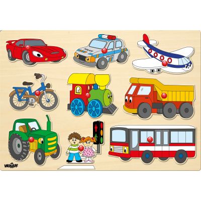 Puzzle din lemn cu butoni - Mijloace de transport TSG91906