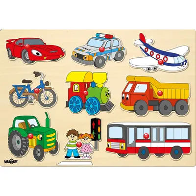 Puzzle din lemn cu butoni - Mijloace de transport TSG91906
