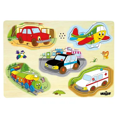 Puzzle din lemn cu sunete - Vehicule TSG90331