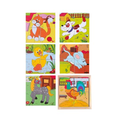 Puzzle din lemn cuburi - Animale de la ferma 2 x 2 TSG90922