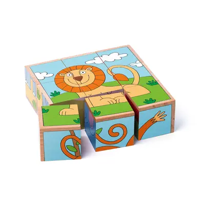 Puzzle din lemn cuburi - Animale exotice 3 x 3 TSG93056